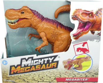 Jucarie interactiva Mighty Dinosaur cu sunete si lumini de la Dragon-i Toys maro 