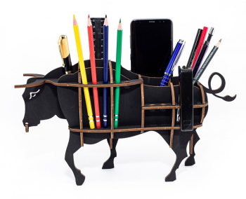 Puzzle 3D Organizator de Birou Taur EWA Lemn 24 Piese
