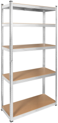 Raft Metalic de Depozitare cu 5 Polite din MDF Dimensiuni 180 x 90 x 40 cm Sarcina maxima de 875Kg Culoare Argintiu 
