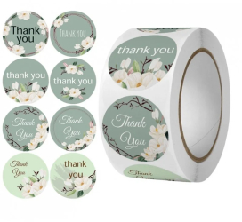 Set 500 etichete autocolante tip rola mesaj & Thank You& Gonga® Verde 