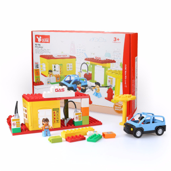 Set blocuri de constructie creative din 48 elemente Benzinarie multicolor 