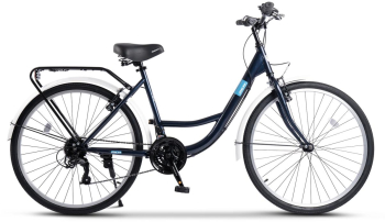 Bicicleta City Classic Echipare Linie Carpat 21 Viteze Roti 26 Inch Frane V-Brake Rich R2632A Albastru 