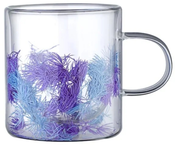 Cana cu flori uscate violet pereti dubli sticla borosilicata 300 ml 