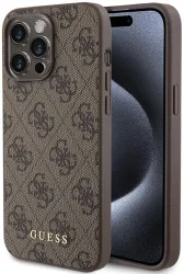 Husa pentru iPhone 15 Pro Max - Guess Hardcase 4G Metal Gold Logo GUHCP15XG4GFBR - Brown 