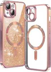 Husa pentru iPhone 15 - Techsuit Luxury Glitter MagSafe - Rose Gold 
