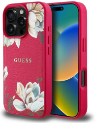 Husa pentru iPhone 16 Pro - Guess Grained Flowers MagSafe GUHMP16LPGNMPLMF - Fuchsia 