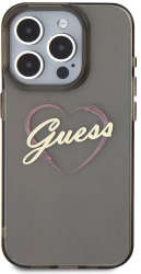 Husa pentru iPhone 16 Pro Max - Guess Hardcase IML Heart GUHCP16XHCHGSPK - Black 