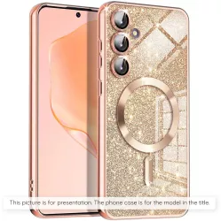 Husa pentru Samsung Galaxy S25 - Techsuit Luxury Glitter MagSafe - Rose Gold