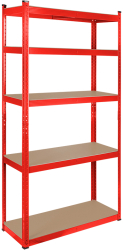 Raft Metalic de Depozitare cu 5 Polite din MDF Dimensiuni 180 x 90 x 40 cm Sarcina maxima de 750Kg Culoare Rosu 