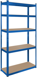 Raft Metalic de Depozitare cu 5 Polite din MDF Dimensiuni 180 x 90 x 40 cm Sarcina maxima de 750Kg Culoare Albastru 
