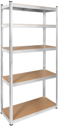 Raft Metalic de Depozitare cu 5 Polite din MDF Dimensiuni 180 x 90 x 40 cm Sarcina maxima de 750Kg Culoare Argintiu 