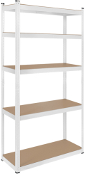 Raft Metalic de Depozitare cu 5 Polite din MDF Dimensiuni 180 x 90 x 40 cm Sarcina maxima de 750Kg Culoare Alb 