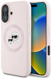 Husa pentru iPhone 16 - Karl Lagerfeld Silicone MagSafe KLHMP16SSKCHTCP - Pink Karl&Choupette Head