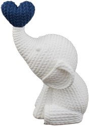 Statueta decorativa Sani Elefant 92 x 62 x 123 mm alb/albastru inchis