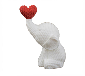 Statueta decorativa Sani Elefant 92 x 62 x 123 mm alb/rosu