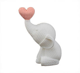 Statueta decorativa Sani Elefant 92 x 62 x 123 mm alb/roz