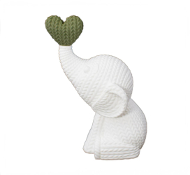 Statueta decorativa Sani Elefant 92 x 62 x 123 mm alb/verde inchis 