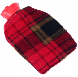 Perna pentru apa calda capacitate 0.3 L din cauciuc cu husa pufoasa material textil Gonga® Rosu 