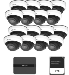 Kit Camera Supraveghere IP Mini Dome MILESIGHT TECHNOLOGY MS-C2973-PD 2MP Lentila 2.8mm IR 30m + NVR MS-N5016-PE 