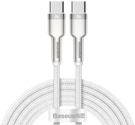 Cablu Baseus Cafule Series Metal USB-C la USB-C 100W 2m Alb 
