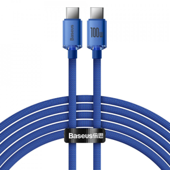 Cablu Baseus Crystal Shine Fast Charge USB-C 100W 2m albastru 