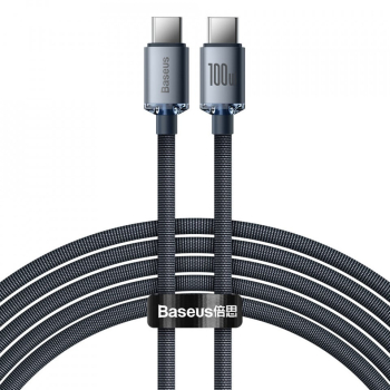 Cablu Baseus Crystal Shine Fast Charge USB-C la USB-C 100W 2m Negru 