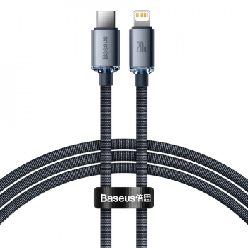 Cablu Baseus Crystal Shine Fast Charge USB-C Lightning 20W 2m Negru 
