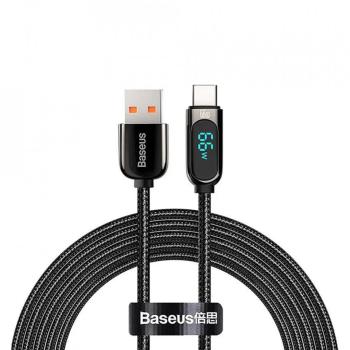 Cablu Baseus Display Fast Charge USB USB-C 66W 2m negru