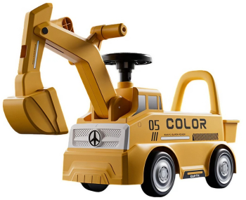 Excavator Manual pentru copii Flippy 3 ani Sport Claxon Cutie Depozitare Lumini Scaun 62x26x47 cm Galben 