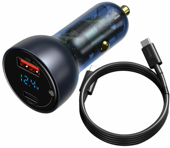 Incarcator auto Baseus Particular Digital Display QC+PPS Dual 65W cablu USB-C inclus Gri 