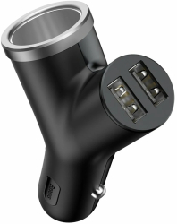 Incarcator Auto Baseus Y-Type cu Extensie Bricheta 2x USB-A 3.4A Negru 