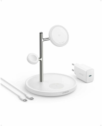 Incarcator wireless Anker MagGo 3-in1 Stand Qi 2.0 15W alb 
