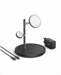 Incarcator wireless Anker MagGo 3-in1 Stand Qi 2.0 15W negru 
