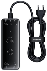 Statie de incarcare Baseus Digital GaN Intelligent Desktop 240W 3x USB-C 1x USB 1x DC cu cablu DC 1m Negru 