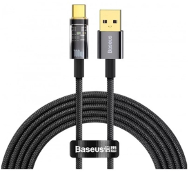 Cablu Baseus Explorer Auto Power-Off Fast Charge USB USB-C 100W 2m Negru 