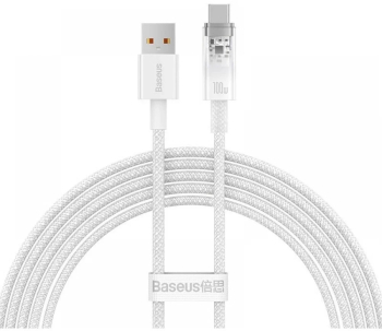Cablu Baseus Explorer Series Fast Charge Control Temperatura USB to USB-C 100W 2m Alb 