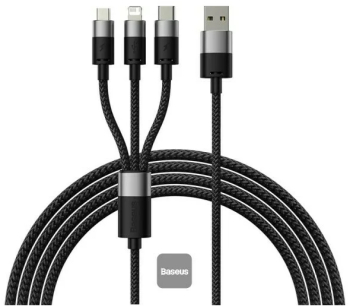 Cablu Baseus StarSpeed 1-in-3 Fast Charge USB M+L+C 3.5A 1.2m negru 