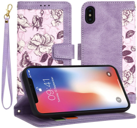 Husa pentru iPhone X / iPhone XS - Techsuit FlipCraft - Mysterious Purple 