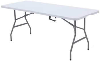 Masa de gradina terasa si curte dreptunghiulara otel 180x70x74 cm alba Klausstech 