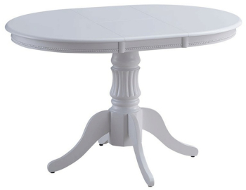 Masa extensibila living KL Willy cadru lemn masiv ovala MDF Furniruit 90-123x90x76 cm Alb 