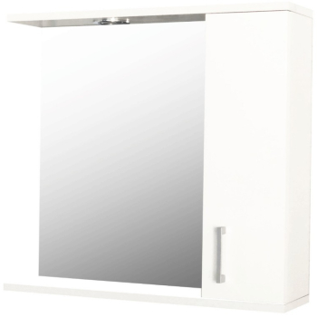 Oglinda baie cu dulap GN0001 PAL Lucios iluminare led 3 rafturi 65x14x60 cm alb 