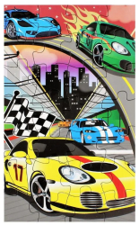 Puzzle 28 piese masinute multicolor 