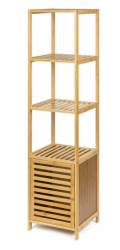 Raft depozitare KL270 cu 3 rafturi usa lemn 33x37x140 cm multifunctional natur 