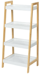 Raft depozitare si organizare KL266 cu 4 nivele lemn 39X29.5X85 cm multifunctional alb/natur