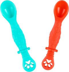 Set 2 Bebelusi pentru Hranire si Diversificare 2 Capete Multicolore Turcoaz si Portocalie 