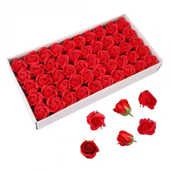 Set 50 Flori de Sapun Trandafiri Rosu 5 cm 
