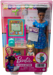 Barbie Cariere Set Mobilier Cu Papusa Bruneta Profesoara 