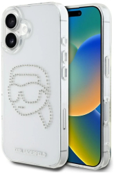 Husa pentru iPhone 16 - Karl Lagerfeld IML Rhinestones KLHCP16SHKHDCELT - Karl Head Transparent 
