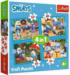 Puzzle Trefl 4in1 Strumfii Satul Strumfilor 