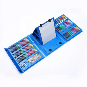 Set de pictura si desen profesional 208 piese AMYMAT - carioci creioane colorate pasteluri de ulei si acuarele. Set albastru 